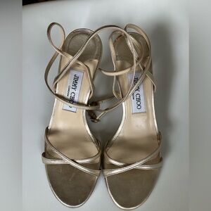 Jimmy Choo Gold ankle wrap sandal